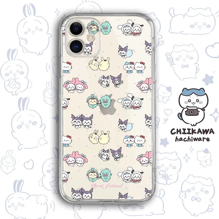 Japanese Cartoon Chiikawa Clean Case | Happy Fun Part2 Sanrio - iPhone Case PLUS SE2 11 12 13 14 15 16 17 Pro Promax 12mini 13mini