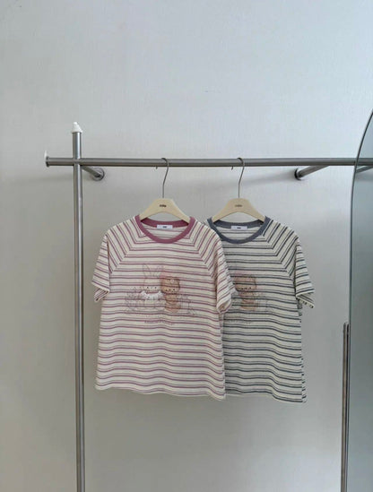 Korean Fashion Cute Animals Style T-Shirt Series | Vintage Bear & Rabbit Teddy - Kawaii Fashion Items