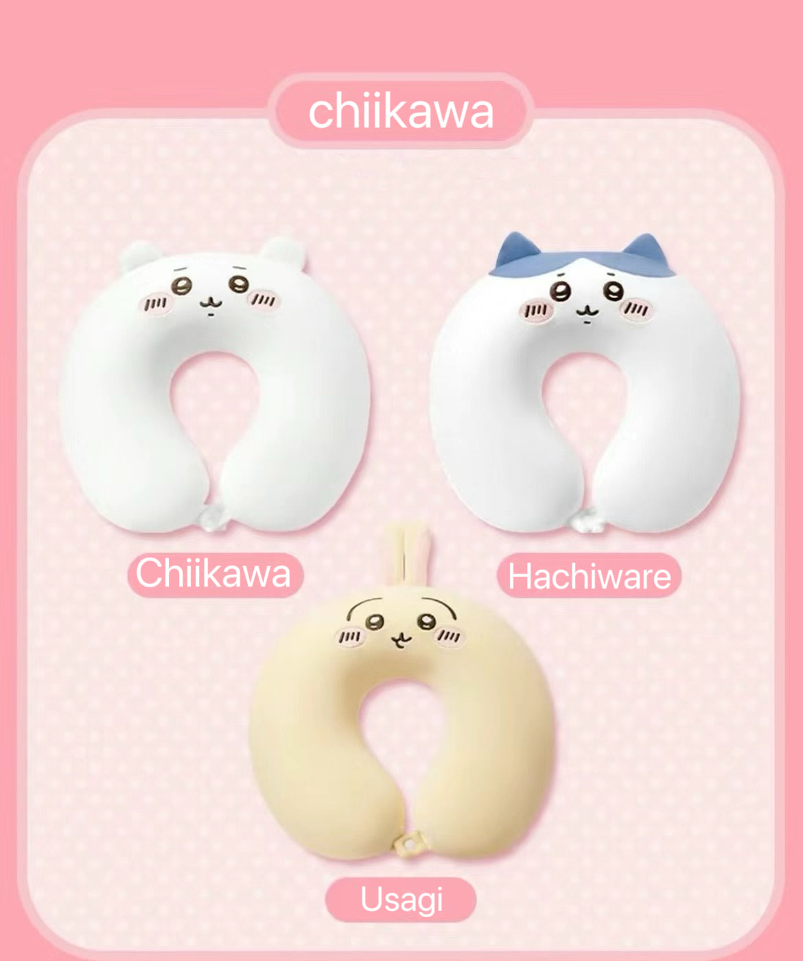 ChiiKawa X Miniso | ChiiKawa Hachiware Usagi Neck Pillow - Airplane Pillow Kawaii items Room Decoration  WinnieTheBirds Toy Shop
