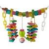 35x20cm Giant Colourful Wooden with Bell Swings Ladder Bite Hanging Natural Parrot Birdie Toy for Medium Large Size Parrot Cages Accessories