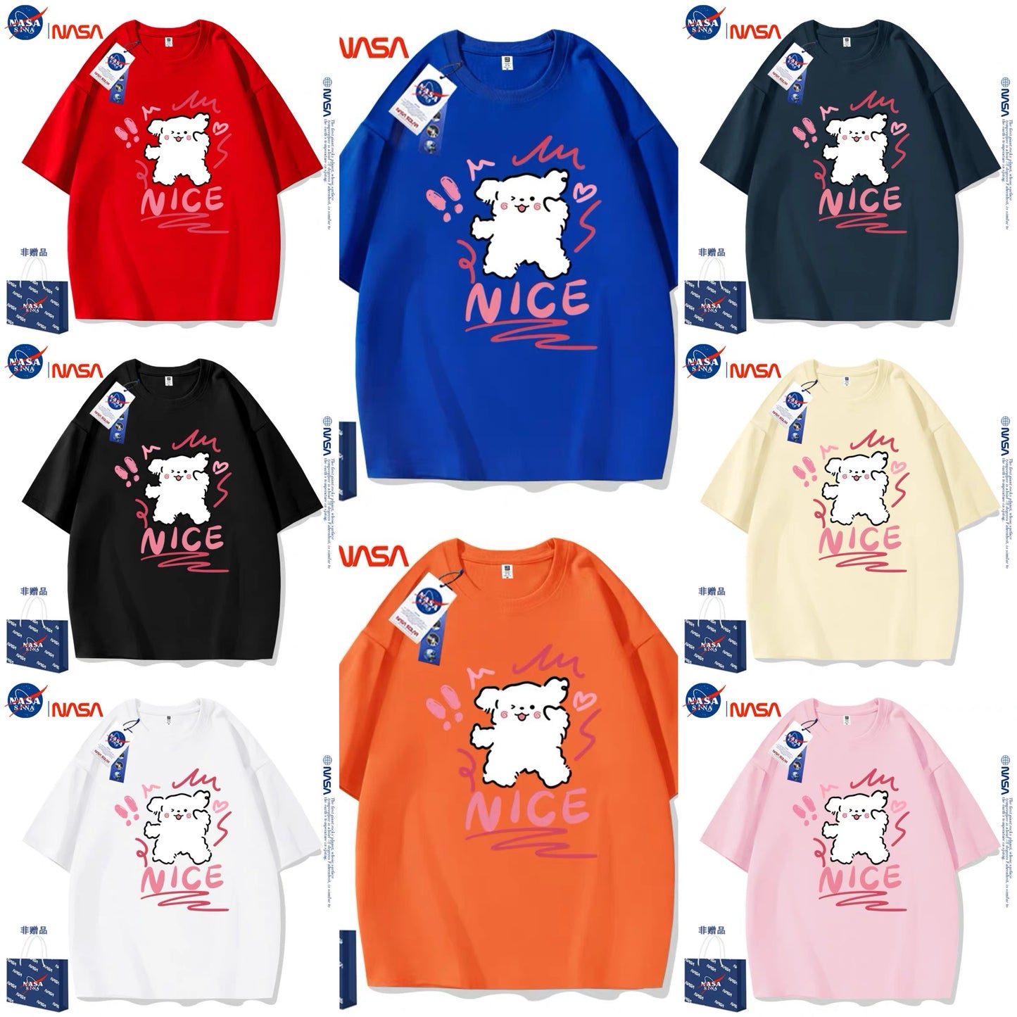 Cute Cartoon Doggie Maltese Puppy Style T-Shirt Series | Nice Wink Eyes Part1 - Kawaii Fashion Items for Child & Adult