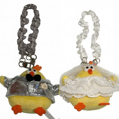[Pre-Order] Lovely Chicken Fat Dundun With Love Plush Keychain | Wedding Chick - Children Gift Animal Plush Doll