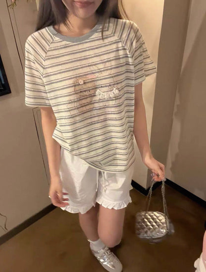 Korean Fashion Cute Animals Style T-Shirt Series | Vintage Bear & Rabbit Teddy - Kawaii Fashion Items