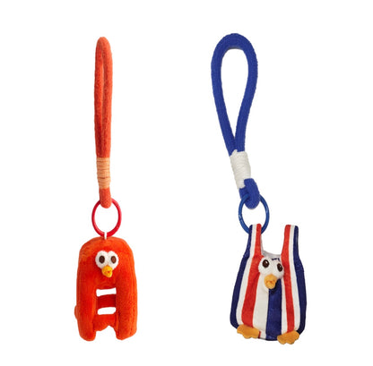 Lovely Chicken Fat Dundun Plush Doll Keychain | Red Chair & Plastic Bag Chick - Children Gift Animal Mini Plush Doll