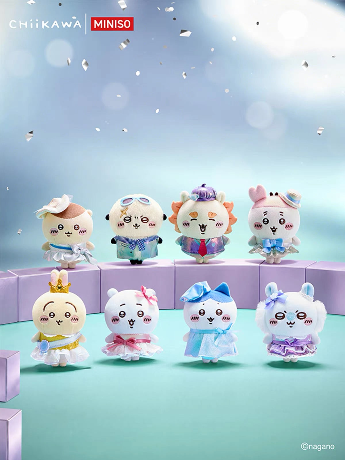 ChiiKawa X Miniso Glamorous Costume Series Plush Doll Keychain | ChiiKawa Hachiware Usagi Momonga Kurimanju Rakko Shisa Crab Dress Up Fancy Doll Keychain  - Kawaii Items Room Decoration doll