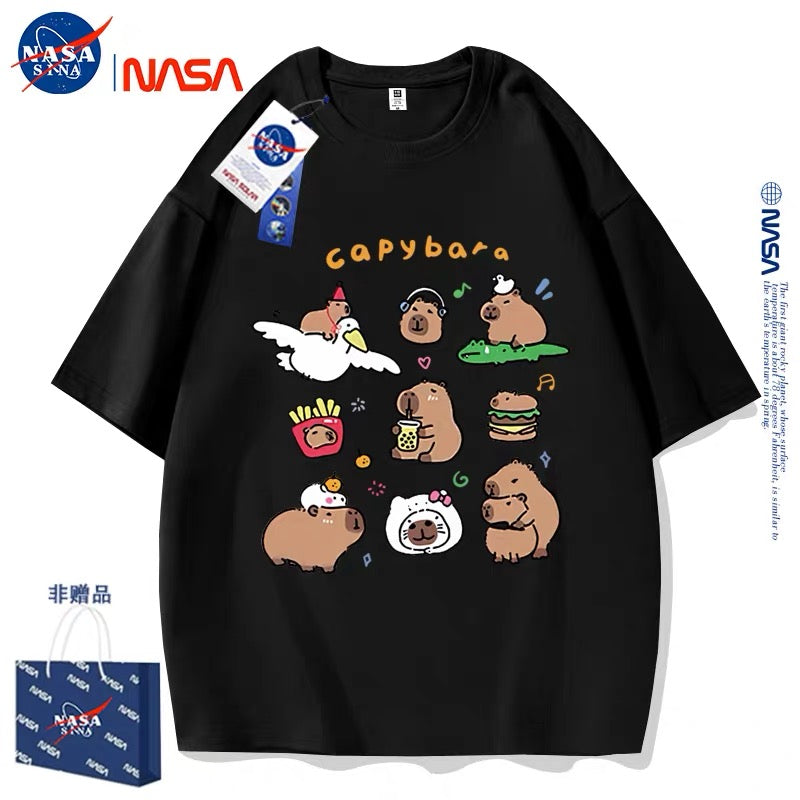 Cute Animals Capybara Style T-Shirt Series | Happy & Fun Daily Part1 - Kawaii Fashion Items for Child & Adult Matching outfits for Parents and Children