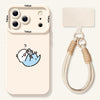 Lovely Simple Drawing White & Blue Budgie Silicon Phone Case |  Play with Phone with Strap - Phone Case Samsung Galaxy S26 S25 S24 S23 S22 S21 FE Ultra Edge