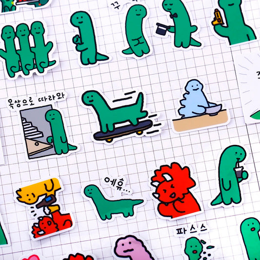 Set of 40 Pieces Cute Little Dinosaur Joguman | Stickers A - DIY Journal Craft Diary Art Scrapbook Laptop Luggage Decal Cute Animal Pack