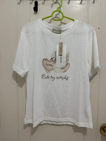 Korean Fashion Cute Animals Style T-Shirt Series | Vintage Pearl Dove - Kawaii Fashion Items