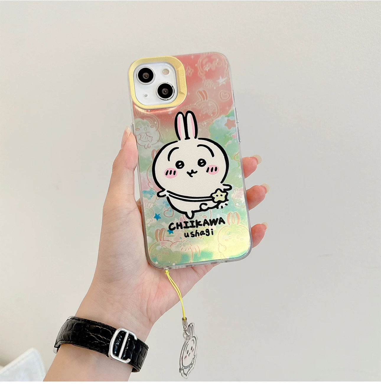 Japanese Cartoon iPhone Case with Strap | Laser Outing ChiiKawa Hachiware Usagi Momonga - iPhone CasePhone Case  7 8 PLUS SE2 XS XR X 11 12 13 14 15 16 Pro Promax 12mini 13mini  WinnieTheBirds Toy Shop