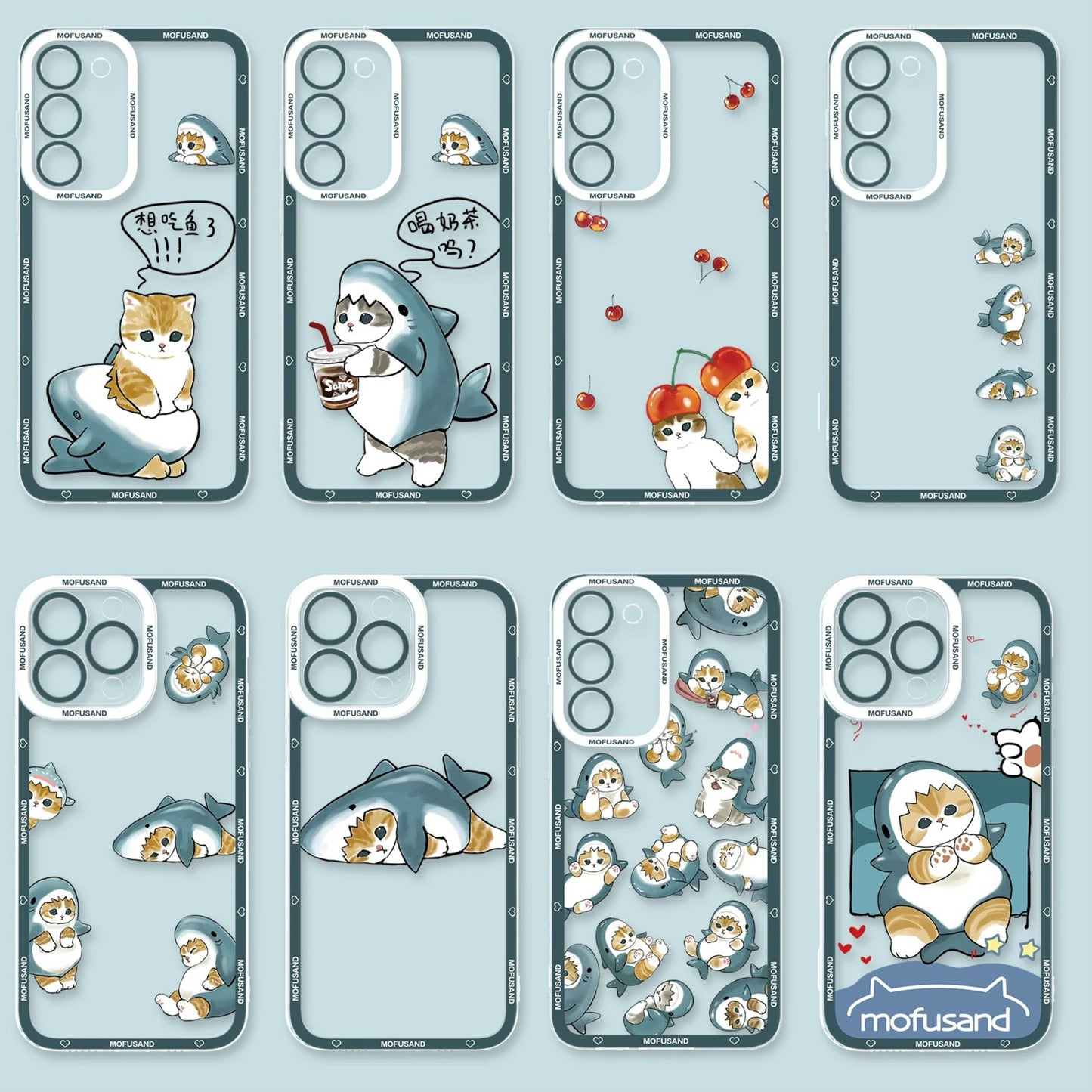 Japanese Cartoon Mofusand | Shark Mofusand Cherry 8 Styles - Phone Case Samsung Galaxy S26 S25 S24 S23 S22 S21 FE Ultra Edge