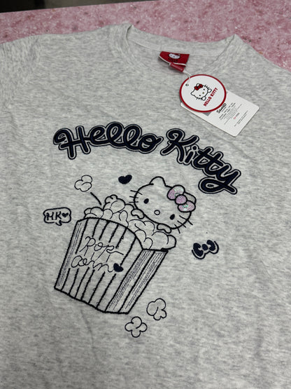 Korean Fashion Cute Cartoon Style T-Shirt Series | Bling Bling Embroidery Popcorn Hello Kitty - Kawaii Fashion Items