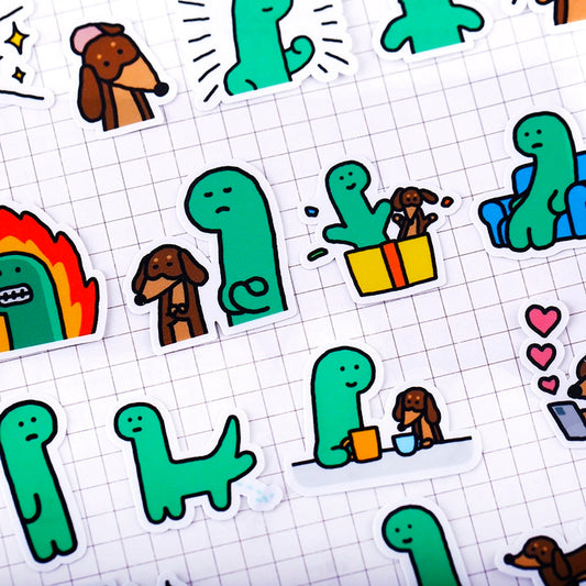 Set of 22 Pieces Cute Little Dinosaur Joguman | Stickers D - DIY Journal Craft Diary Art Scrapbook Laptop Luggage Decal Cute Animal Pack