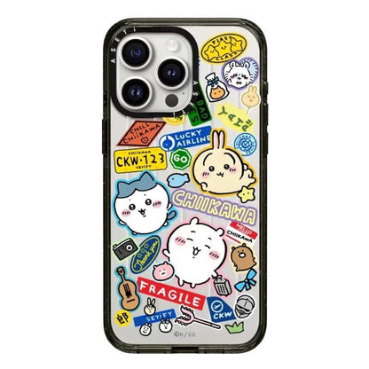Japanese Cartoon ChiiKawa Clear with Transparent Black Frame Phone Case | Travel & Pajamas Song ChiiKawa Hachiware Usagi - iPhone Case 12 13 14 15 16 17 Pro Promax