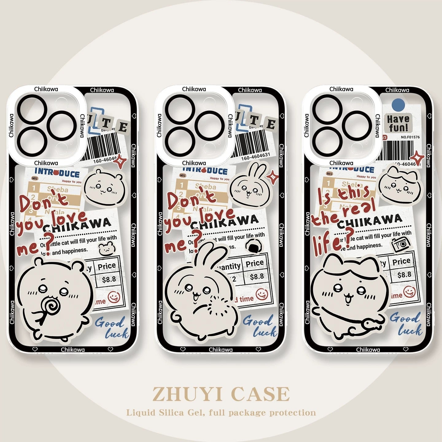 Japanese Cartoon Chiikawa Have Fun Cute Version | Chiikawa Hachiware Usagi Momonga - iPhone Case PLUS SE2 XS XR X 11 12 13 14 15 16 16e 17 17e Pro Promax 12mini 13mini