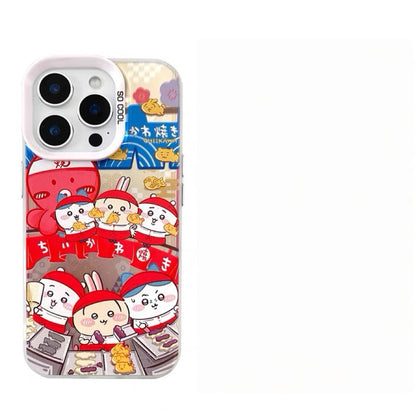 Japanese Cartoon ChiiKawa Takoyaki Octopus Balls Laser Case | Chiikawa Hachiware Usagi & Group - Phone Case Samsung Galaxy S26 S25 S24 S23 S22 S21 FE Ultra Edge