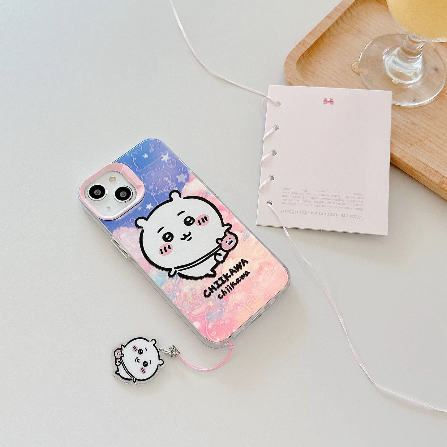 Japanese Cartoon iPhone Case with Strap | Laser Outing ChiiKawa Hachiware Usagi Momonga - iPhone CasePhone Case  7 8 PLUS SE2 XS XR X 11 12 13 14 15 16 Pro Promax 12mini 13mini  WinnieTheBirds Toy Shop