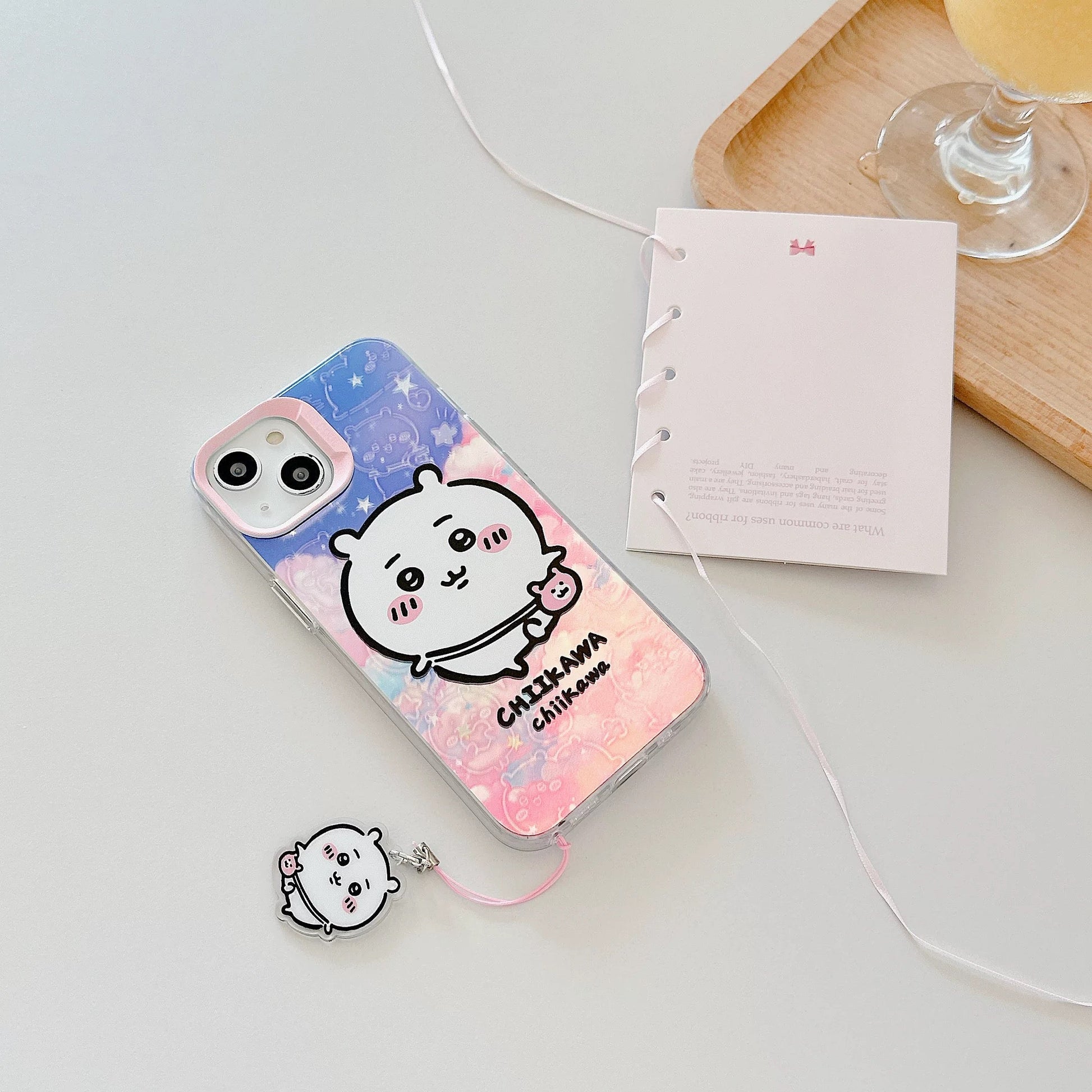 Japanese Cartoon iPhone Case with Strap | Laser Outing ChiiKawa Hachiware Usagi Momonga - iPhone CasePhone Case  7 8 PLUS SE2 XS XR X 11 12 13 14 15 16 Pro Promax 12mini 13mini  WinnieTheBirds Toy Shop