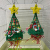 Xmas Tree & Ice Cream Big Parrot Toy Paper Tray with Loofah Bird Bites Hanging Toy Handmade Bird Toys Organic Bird Cages Accessories