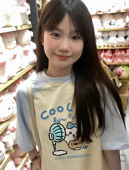 Japanese Cartoon ChiiKawa Casual Style T-Shirt Series | Hachiware with fans Part 1 - Kawaii Fashion Items