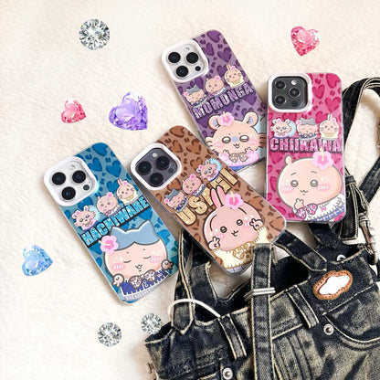 Japanese Cartoon ChiiKawa X 9090 Shibuya Gyaru Laser Case | Tanned Skin Chiikawa Hachiware Usagi Momonga - Phone Case Samsung Galaxy S26 S25 S24 S23 S22 S21 FE Ultra Edge