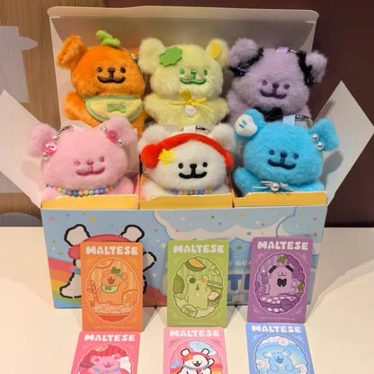 Maltese Puppy Plush Fruit Candy Keychain Series | Juice Maltese Gummies Plush Doll - Collectable Toys Mystery Blind Box