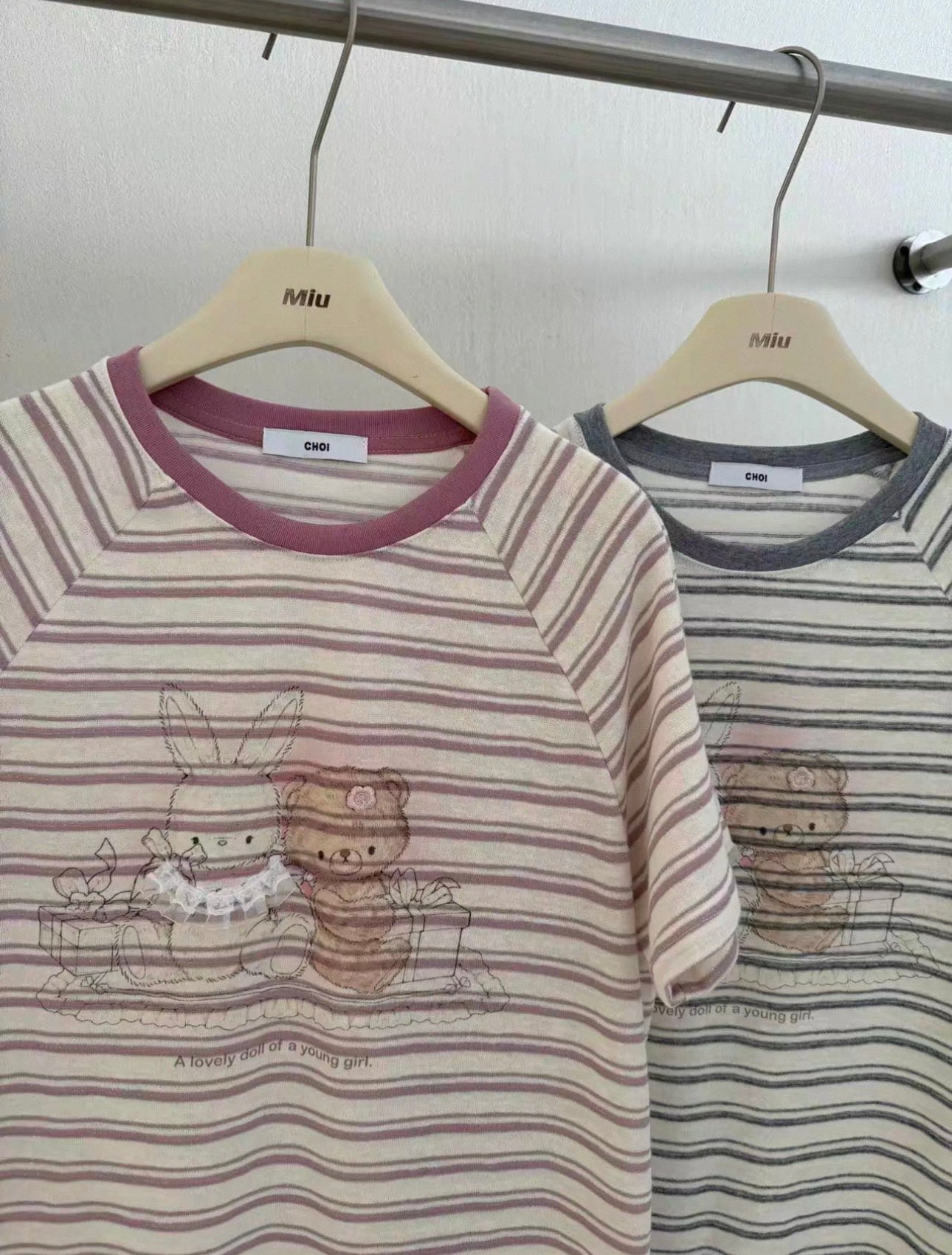 Korean Fashion Cute Animals Style T-Shirt Series | Vintage Bear & Rabbit Teddy - Kawaii Fashion Items