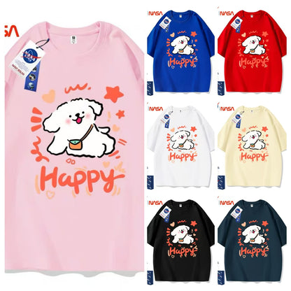 Cute Cartoon Doggie Maltese Puppy Style T-Shirt Series | Happy Dog Part1 - Kawaii Fashion Items for Child & Adult