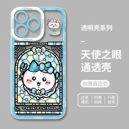 Japanese Cartoon Phone Case Magical Girl with Glass Window Clean Version | Chiikawa Hachiware Usagi Momonga Kurimanju Rakko Shisa Furuhonya - iPhone Case PLUS SE2 15 16 16e 17 17e Pro Promax 12mini 13mini
