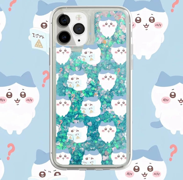 Japanese Cartoon Chiikawa Kawaii FullScreen | ChiiKawa Hachiware Usagi Glitter QuickSand iPhone Case 6 7 8 PLUS SE2 XS XR X 11 12 13 14 15 16 Pro Promax 12mini 13mini WinnieTheBirds Toy Shop