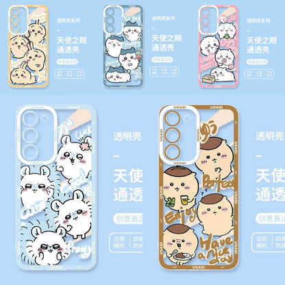 Japanese Cartoon Chiikawa Happy Enjoy Day Version | Chiikawa Hachiware Usagi Momonga Kurimanju - Phone Case Samsung Galaxy S26 S25 S24 S23 S22 S21 FE Ultra