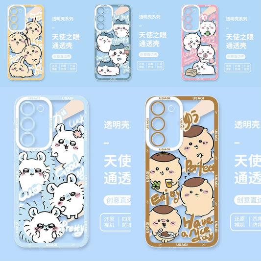 Japanese Cartoon Chiikawa Happy Enjoy Day Version | Chiikawa Hachiware Usagi Momonga Kurimanju - Phone Case Samsung Galaxy S26 S25 S24 S23 S22 S21 FE Ultra