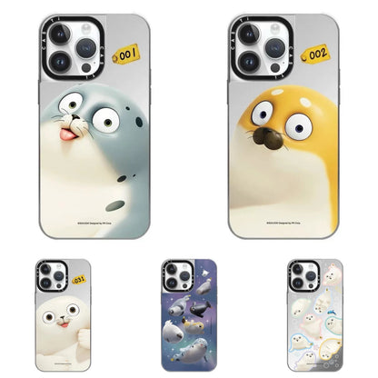 Lovely Seal Sealook Mirror Silver Frame Phone Case | Part1 5 Styles - iPhone Case 12 13 14 15 16 17 18 Pro Promax