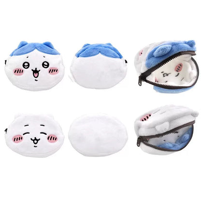 Japanese Cartoon Chiikawa Double Face Make Up Bag | ChiiKawa Hachiware Usagi Momonga Monster - Kawaii Plush Doll Purse Bag WinnieTheBirds Toy Shop