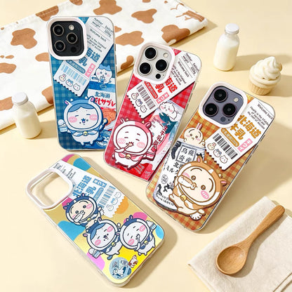Japanese Cartoon ChiiKawa Laser Case Hokkaido Milk | Chiikawa Hachiware Usagi - iPhone Case 11 12 13 14 15 16 Pro Promax