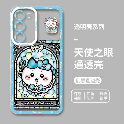 Japanese Cartoon Phone Case Magical Girl with Glass Window Clean Version | Chiikawa Hachiware Usagi Momonga Kurimanju Rakko Shisa Furuhonya - Phone Case Samsung Galaxy S26 S25 S24 S23 S22 S21 FE Ultra Edge