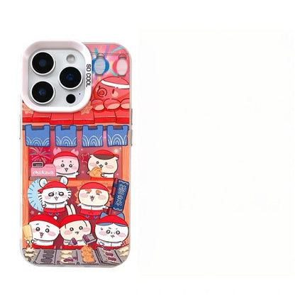 Japanese Cartoon ChiiKawa Takoyaki Octopus Balls Laser Case | Chiikawa Hachiware Usagi & Group - iPhone Case 11 12 13 14 15 16 16e 17 17e Pro Promax