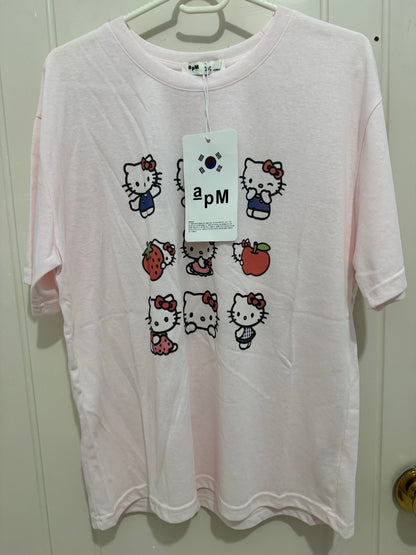 Korean Fashion Cute Cartoon Style T-Shirt Series | Vintage Hello Kitty with Strawberry - Kawaii Fashion Items