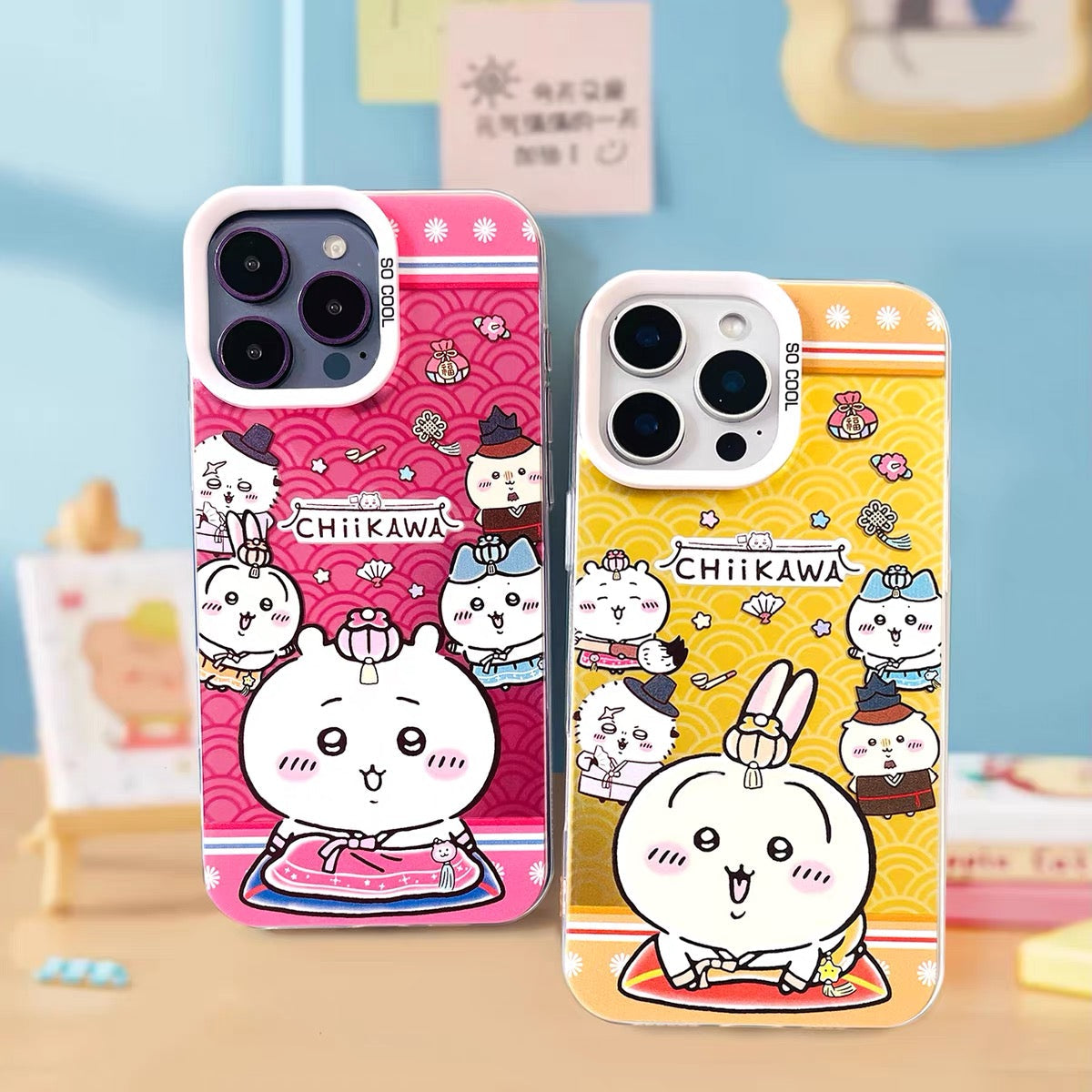 Japanese Cartoon ChiiKawa Korean Dress Up Laser Case | Chiikawa Hachiware Usagi - Phone Case Samsung Galaxy S26 S25 S24 S23 S22 S21 FE Ultra Edge