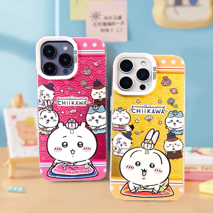 Japanese Cartoon ChiiKawa Korean Dress Up Laser Case | Chiikawa Hachiware Usagi - Phone Case Samsung Galaxy S26 S25 S24 S23 S22 S21 FE Ultra Edge