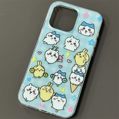 Japanese Cartoon ChiiKawa | Chiikawa Hachiware Usagi X Kirby Hangyodon - iPhone Case 11 12 13 14 15 16 16e 17 17e Pro Promax