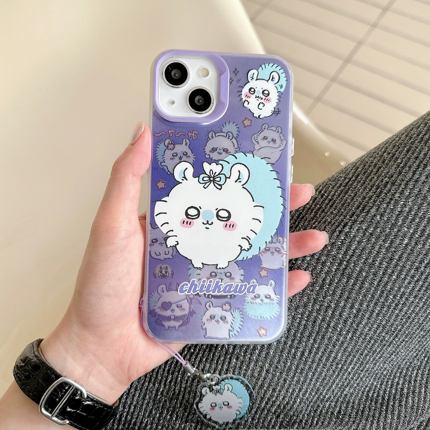 Japanese Cartoon iPhone Case with Strap | Laser ChiiKawa Hachiware Usagi Momonga - iPhone CasePhone Case  7 8 PLUS SE2 XS XR X 11 12 13 14 15 16 Pro Promax 12mini 13mini  WinnieTheBirds Toy Shop
