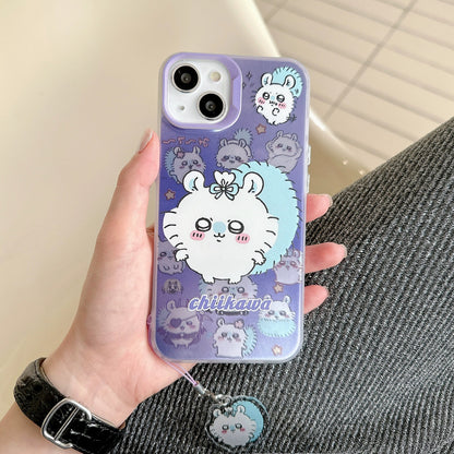 Japanese Cartoon iPhone Case with Strap | Laser ChiiKawa Hachiware Usagi Momonga - iPhone CasePhone Case  7 8 PLUS SE2 XS XR X 11 12 13 14 15 16 Pro Promax 12mini 13mini  WinnieTheBirds Toy Shop