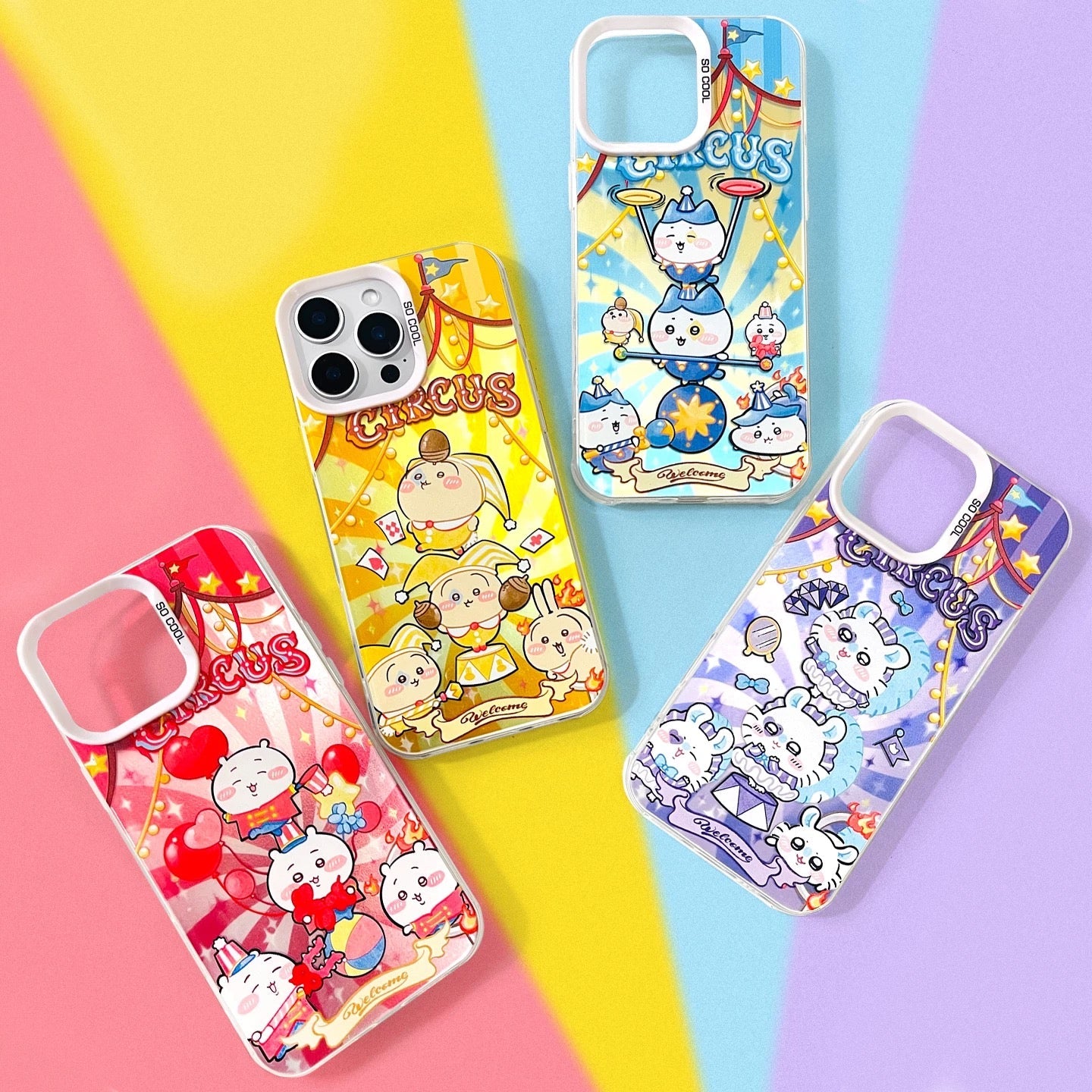 Japanese Cartoon ChiiKawa Circus Laser Case | ChiiKawa Hachiware Usagi Momonga - iPhone Case 11 12 13 14 15 16 16e 17 17e Pro Promax