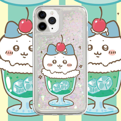 Japanese Cartoon Chiikawa Ice Cream Cup | ChiiKawa Hachiware Usagi Glitter QuickSand iPhone Case 6 7 8 PLUS SE2 XS XR X 11 12 13 14 15 16 Pro Promax 12mini 13mini WinnieTheBirds Toy Shop