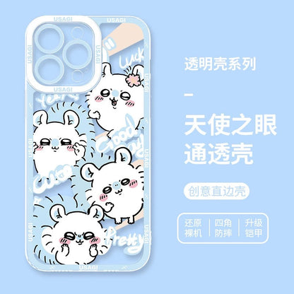 Japanese Cartoon Chiikawa Happy Enjoy Day Version | Chiikawa Hachiware Usagi Momonga Kurimanju - iPhone Case PLUS SE2 XS XR X 11 12 13 14 15 16 16e 17 17e Pro Promax 12mini 13mini
