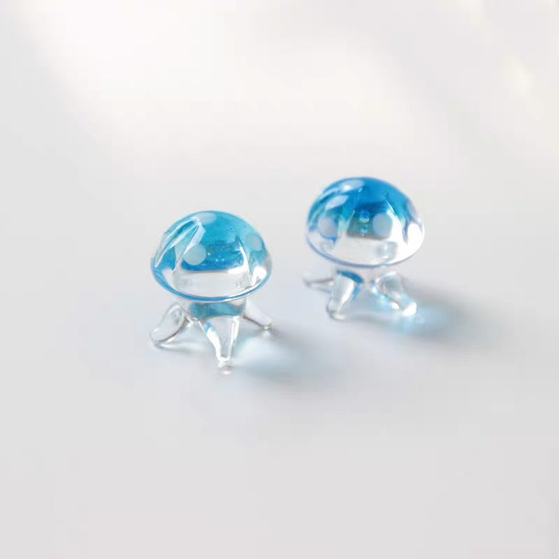 Japanese Cartoon Glass Ornament | Jellyfish Pink Blue Green - For Betta Fish Tropical Fish Toy Micro Landscape Creative