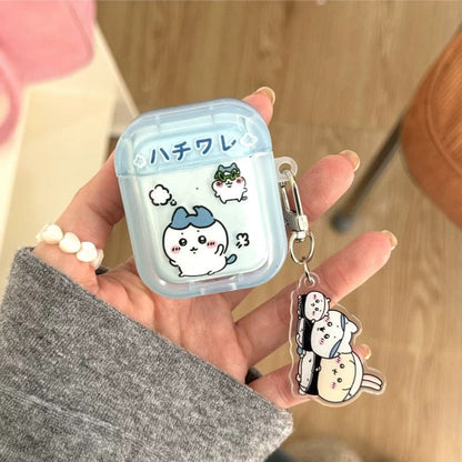Japanese Cartoon ChiiKawa Lovely Day | Chiikawa Hachiware Usagi Pink Blue Yellow with Keychain - AirPods AirPodsPro AirPods3 AirPods4 Case WinnieTheBirds Toy Shop