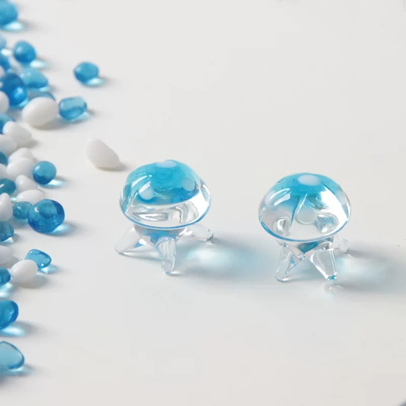 Japanese Cartoon Glass Ornament | Jellyfish Pink Blue Green - For Betta Fish Tropical Fish Toy Micro Landscape Creative