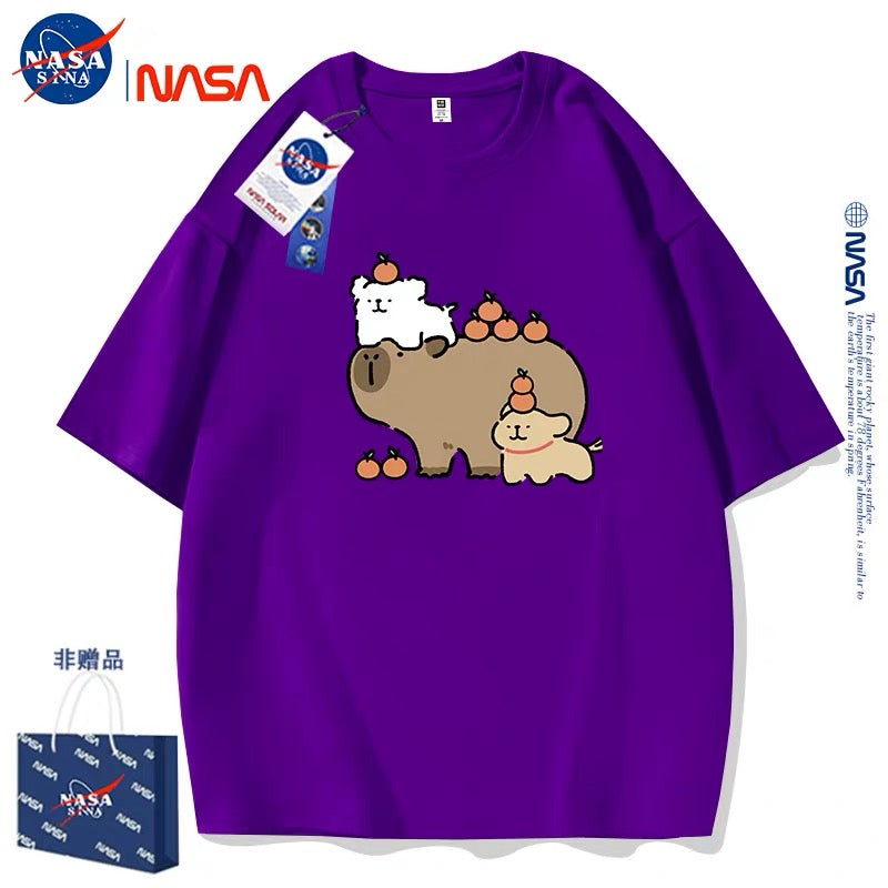 Cute Cartoon Doggie Maltese Puppy Style T-Shirt Series | Maltese Play with Capybara Part2 - Kawaii Fashion Items for Child & Adult Matching outfits for Parents and Children